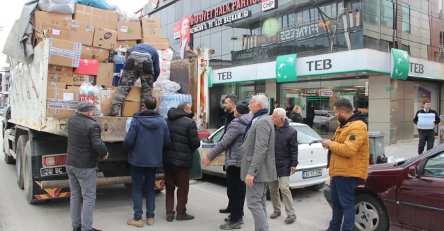 CHP Erzincan İl Başkanlığı tarafından başlatılan yardım kampanyası sonrasında deprem