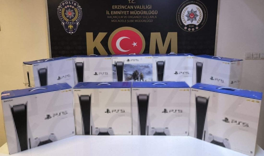 Erzincan’da polisin yaptığı denetimde bir işyerinde 9 adet kaçak oyun