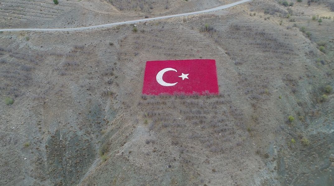Şanlı Türk Bayrağı  boyanarak yenileme çalışması yapıldı